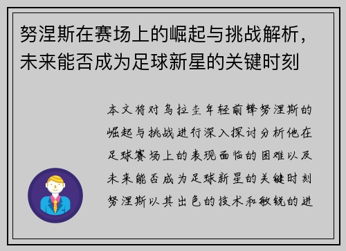 努涅斯在赛场上的崛起与挑战解析，未来能否成为足球新星的关键时刻