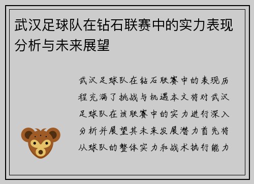 武汉足球队在钻石联赛中的实力表现分析与未来展望
